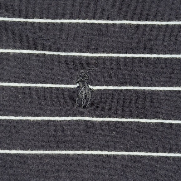 POLO RALPH LAUREN SHIRT Men's Large Navy Blue Striped Golf Short Sleeve Polo - Picture 4 of 7